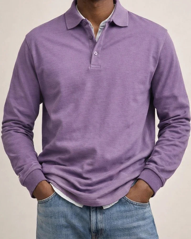New Men's Casual Long-Sleeve Button-Down Collar Polo Shirt | JRSEE:323ff0de-1cf4-45b7-95df-5d384894a86b