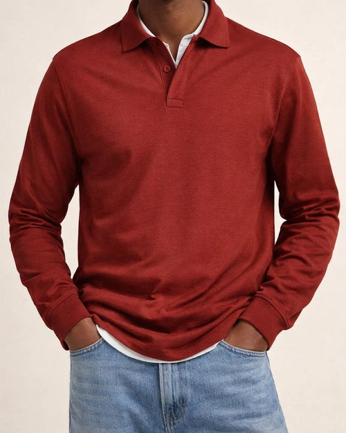 New Men's Casual Long-Sleeve Button-Down Collar Polo Shirt | JRSEE:cf06ef95-fdc3-4026-a689-08a27abbe5ef