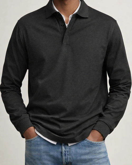 New Men's Casual Long-Sleeve Button-Down Collar Polo Shirt | JRSEE:cf6dc499-66fc-4ef7-9966-340e86ba66f9