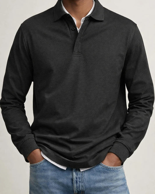 New Men's Casual Long-Sleeve Button-Down Collar Polo Shirt | JRSEE:cf6dc499-66fc-4ef7-9966-340e86ba66f9