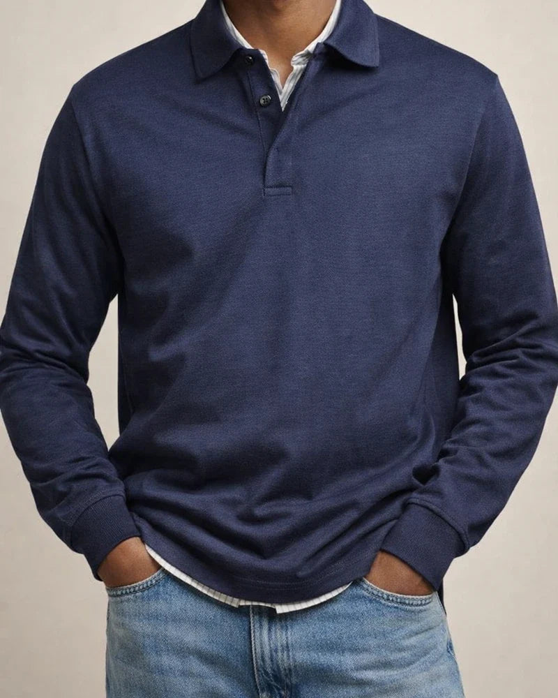 New Men's Casual Long-Sleeve Button-Down Collar Polo Shirt | JRSEE:d28702aa-1426-4084-bd9f-f29ed54f66c7