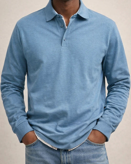 New Men's Casual Long-Sleeve Button-Down Collar Polo Shirt | JRSEE:55f7b7e9-3889-4ac2-bf26-eda07ec4a3c5
