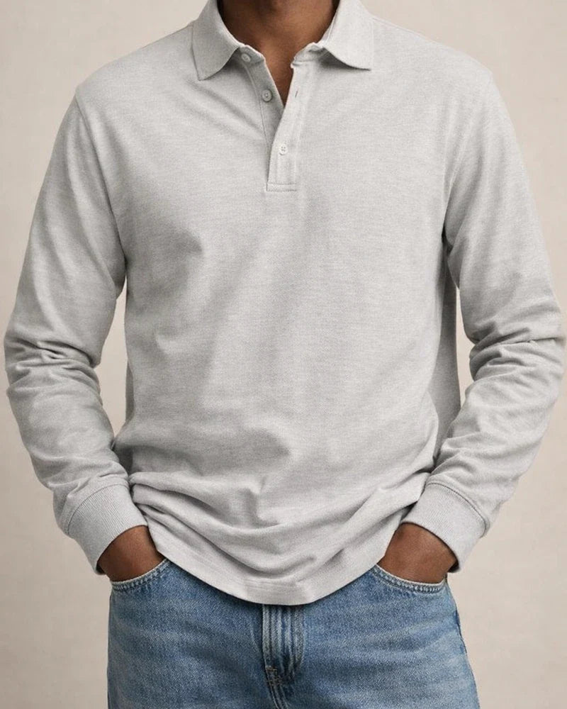 New Men's Casual Long-Sleeve Button-Down Collar Polo Shirt | JRSEE:ec6f6583-bceb-4f61-ada3-b4af339cc7e0