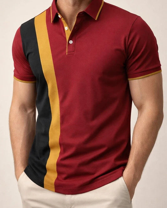 New Men's Casual Polo Shirt Collared Business-Style Color-Blocked Casual Polo Shirt | JRSEE:ed4c683b-38f4-4468-8769-b35d30d56699