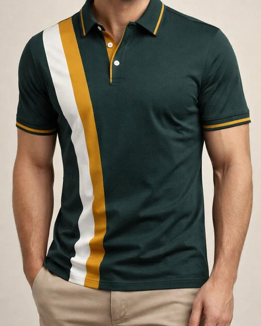 New Men's Casual Polo Shirt Collared Business-Style Color-Blocked Casual Polo Shirt | JRSEE:78193bfe-f677-42a3-9560-5c3890e676f3