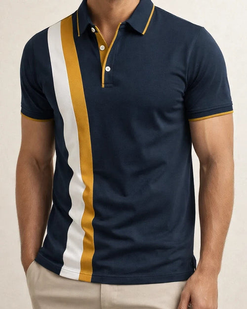 New Men's Casual Polo Shirt Collared Business-Style Color-Blocked Casual Polo Shirt | JRSEE:5740a87c-816e-4f1d-89ad-6f858325d3e5