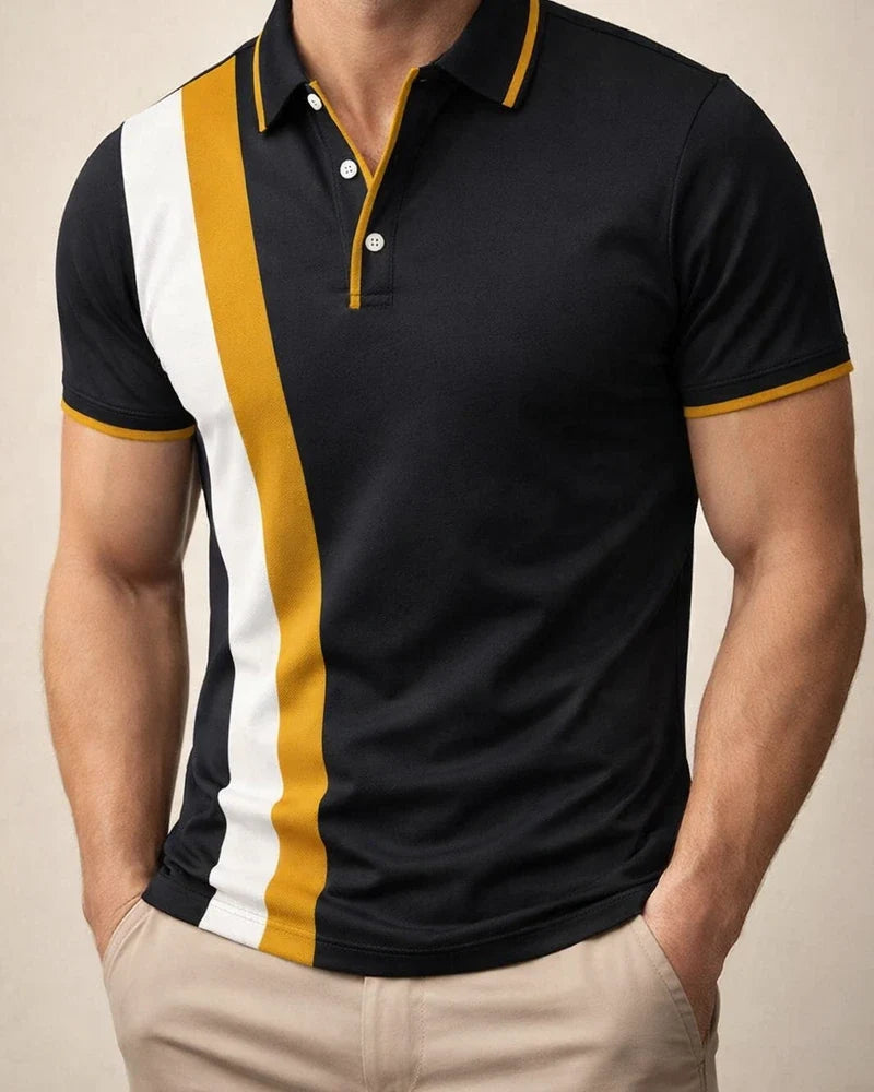 New Men's Casual Polo Shirt Collared Business-Style Color-Blocked Casual Polo Shirt | JRSEE:841f5517-1c06-46fb-9296-e80cfd81c3e2