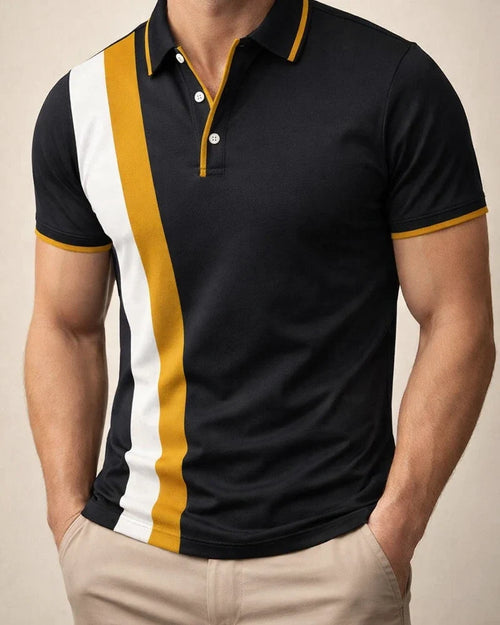 New Men's Casual Polo Shirt Collared Business-Style Color-Blocked Casual Polo Shirt | JRSEE:841f5517-1c06-46fb-9296-e80cfd81c3e2