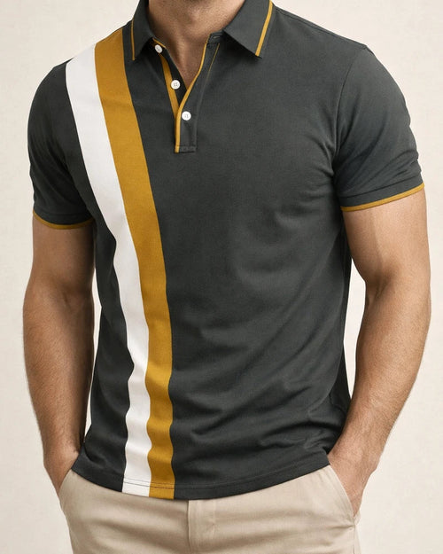 New Men's Casual Polo Shirt Collared Business-Style Color-Blocked Casual Polo Shirt | JRSEE:f156e12f-c460-4035-9a2a-fce6074e0d26