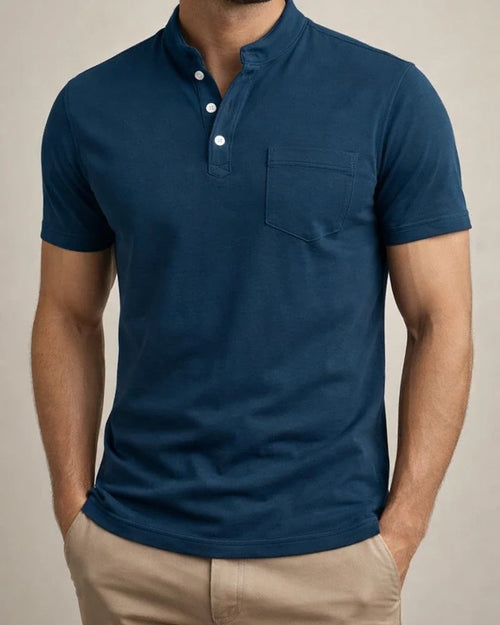 New Men's Casual POLO Shirt Pockets V-neck Buttons Business Solid Color T-shirt | JRSEE:f12e0737-d28a-40b6-93b8-81aeb2748c94