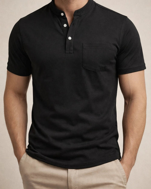 New Men's Casual POLO Shirt Pockets V-neck Buttons Business Solid Color T-shirt | JRSEE:6fd81a4a-4d58-47f8-b668-9bc9f780d445