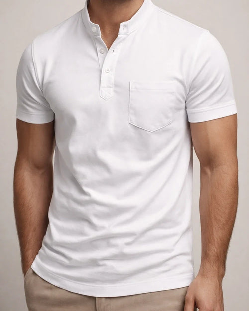 New Men's Casual POLO Shirt Pockets V-neck Buttons Business Solid Color T-shirt | JRSEE:96121174-4576-4671-9aa0-2dee8820e977
