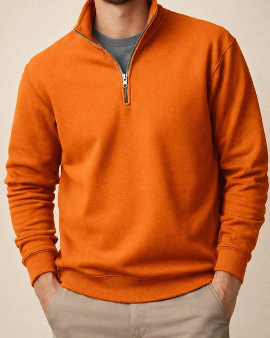 New Men's Casual Zipper Collar Thickened Padded Solid Color Men's Sweater | JRSEE:bd2ca27c-4f4e-4b5c-a927-dc7aa36847e1