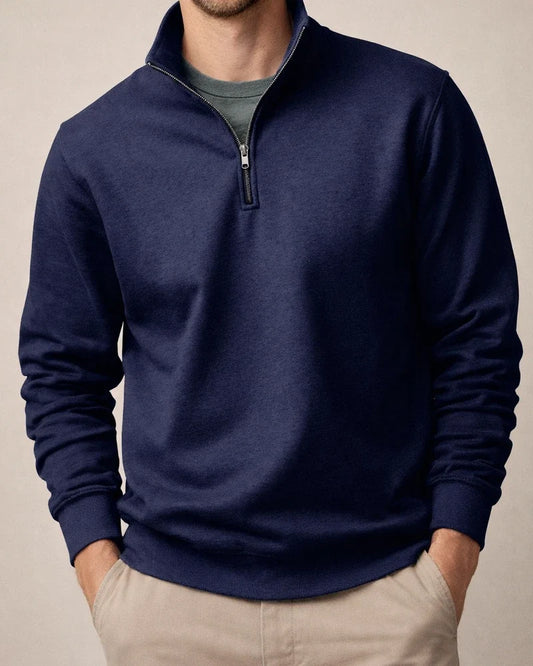 New Men's Casual Zipper Collar Thickened Padded Solid Color Men's Sweater | JRSEE:37be6290-5621-47be-aefc-351465df7656
