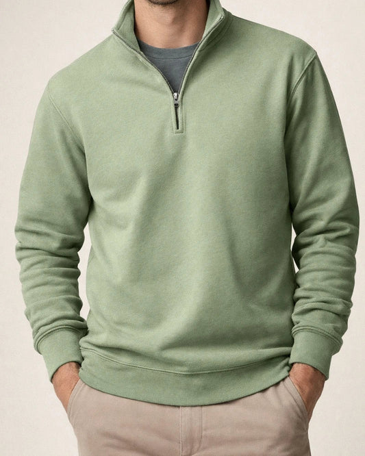 New Men's Casual Zipper Collar Thickened Padded Solid Color Men's Sweater | JRSEE:99e5bd54-c0d6-493a-810f-da26f9a48f43