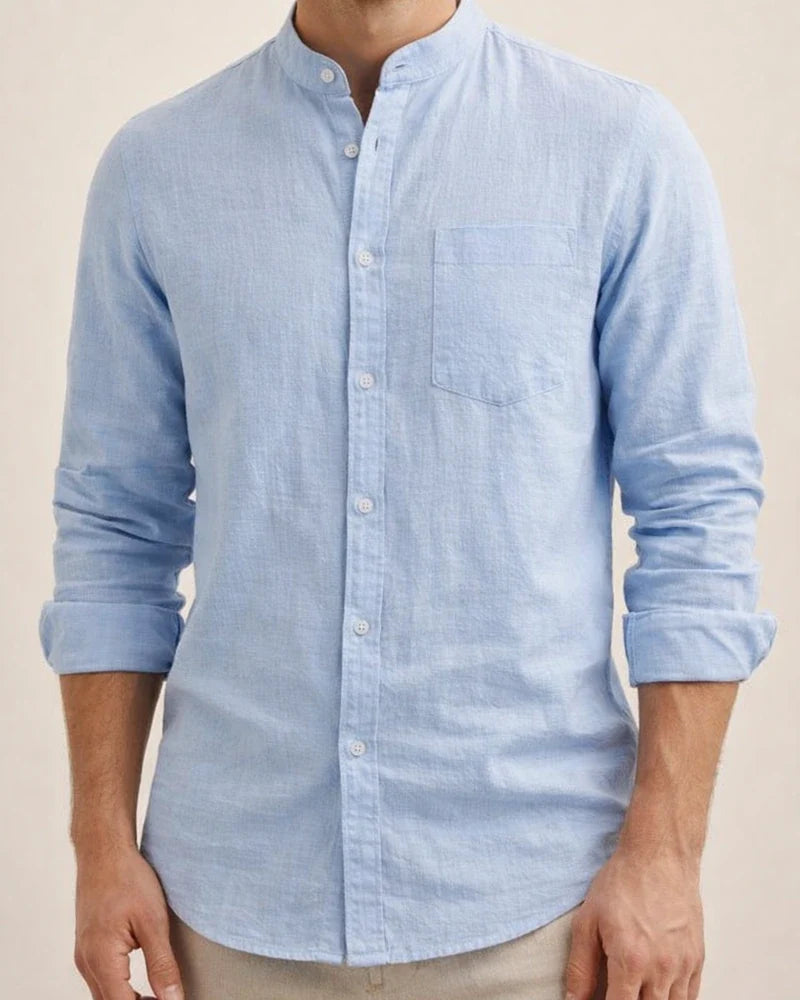 New Men's Cotton and Linen Long-sleeved Shirt Men's Long-sleeved Solid Color Shirt | JRSEE:782adf9d-3fc1-4b05-8121-a74e9ef661a3