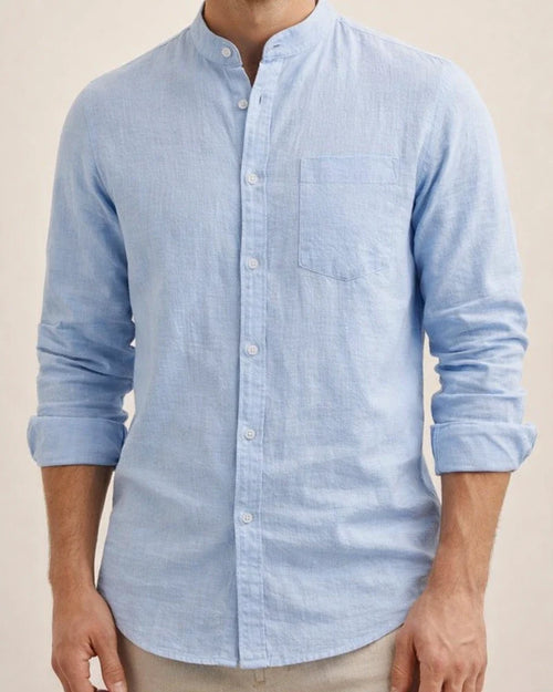 New Men's Cotton and Linen Long-sleeved Shirt Men's Long-sleeved Solid Color Shirt | JRSEE:782adf9d-3fc1-4b05-8121-a74e9ef661a3
