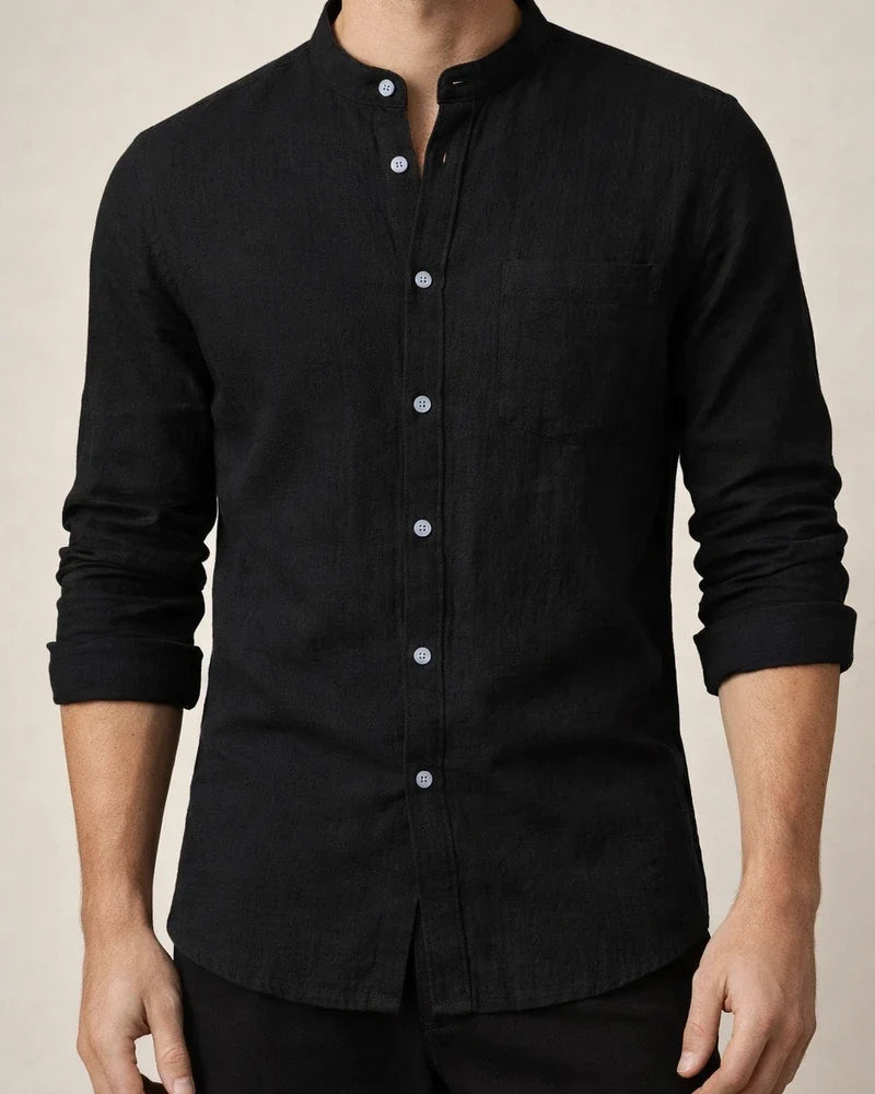New Men's Cotton and Linen Long-sleeved Shirt Men's Long-sleeved Solid Color Shirt | JRSEE:702cbe4b-f2dd-4fec-a273-b38223062ee9