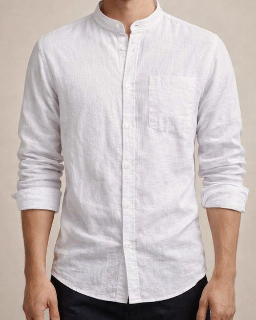 New Men's Cotton and Linen Long-sleeved Shirt Men's Long-sleeved Solid Color Shirt | JRSEE:bb9a842d-799c-4cfd-b79b-045bca4f1d16
