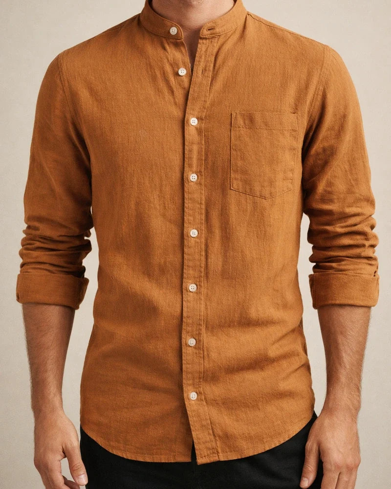 New Men's Cotton and Linen Long-sleeved Shirt Men's Long-sleeved Solid Color Shirt | JRSEE:74d9a964-b261-4062-a300-323b9bea1f83
