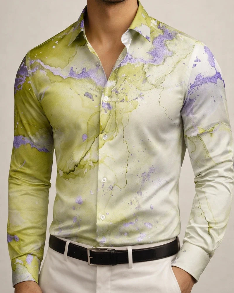 New Men's Long Sleeve Shirt Spring and Autumn Season Printed Slim Fit Casual Men's Long Sleeve Shirt | JRSEE:2e5a1706-3410-4bf0-9383-ae39579cf950