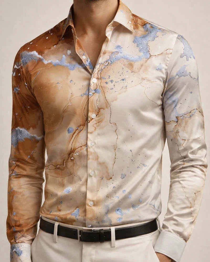 New Men's Long Sleeve Shirt Spring and Autumn Season Printed Slim Fit Casual Men's Long Sleeve Shirt | JRSEE:d03566b8-b012-4f8f-a311-27a7e2d6da6c