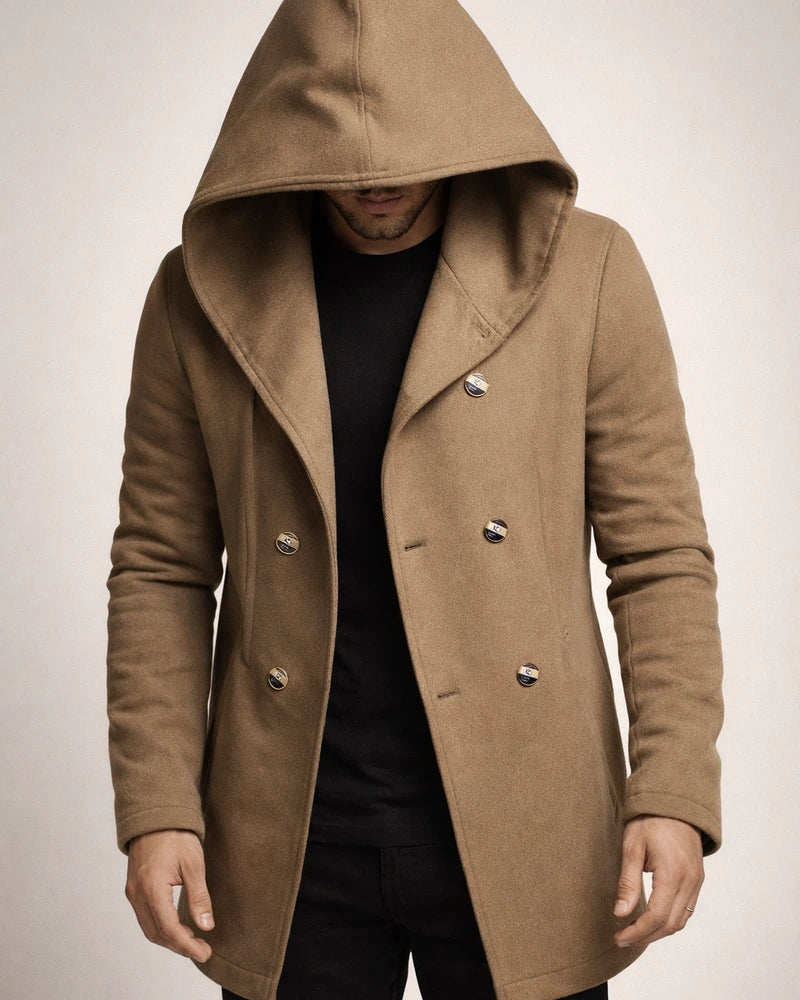 New Men's Medium-length Slim Windbreaker Hooded Casual Solid Color Coat | JRSEE:a30d8530-099a-4ba5-a11c-ece3f2a07b79