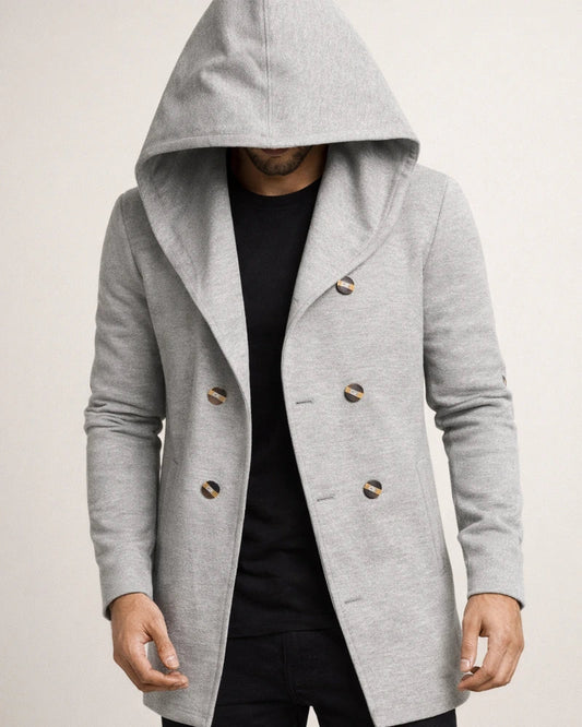 New Men's Medium-length Slim Windbreaker Hooded Casual Solid Color Coat | JRSEE:2741ae3a-725d-4d67-9628-49266730d839