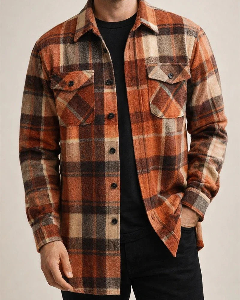 New Men's Outerwear Shirt Casual Sporty Long-Sleeved Button-Up Plaid Coat | JRSEE:72785ca3-a95a-4975-ad28-f47a482bfb10