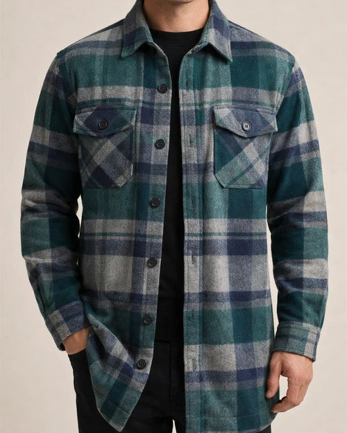 New Men's Outerwear Shirt Casual Sporty Long-Sleeved Button-Up Plaid Coat | JRSEE:cd6ac6a3-4b1e-462c-8136-7bed008e3cb8