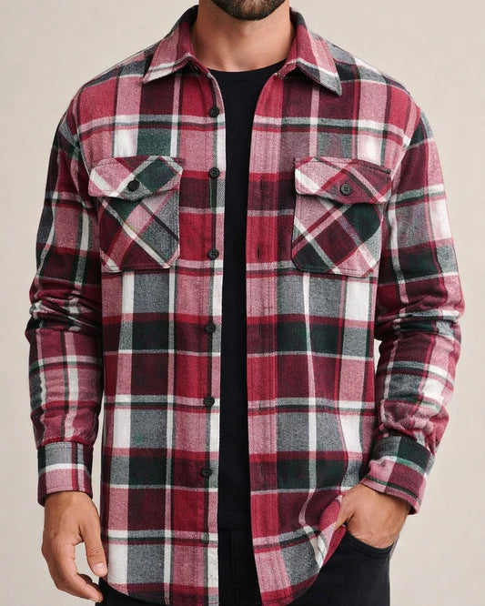 New Men's Outerwear Shirt Casual Sporty Long-Sleeved Button-Up Plaid Coat | JRSEE:696ce696-ff7c-4d1f-82d3-194809269b00