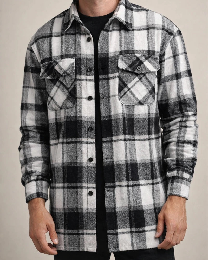 New Men's Outerwear Shirt Casual Sporty Long-Sleeved Button-Up Plaid Coat | JRSEE:9d1abd57-9e82-4ab0-b43f-982ffa054a07