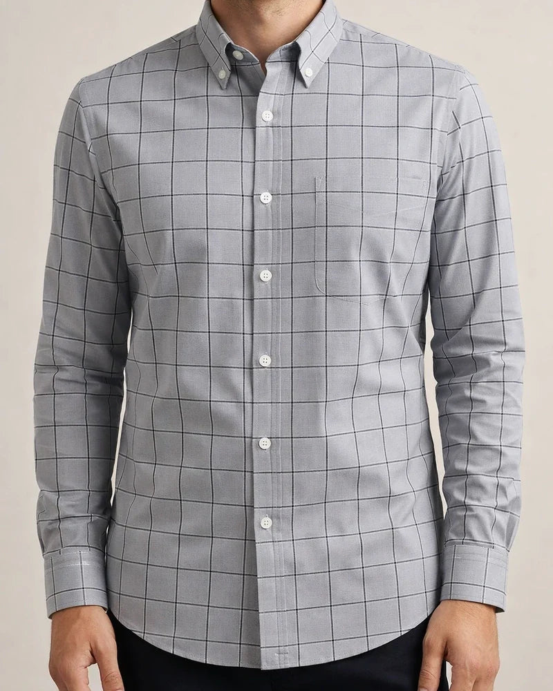 New Men's Printed Long-sleeved Shirt Slim Plaid Casual Fashion Floral Shirt | JRSEE:704963e4-28f3-4d63-9e19-abab09926111