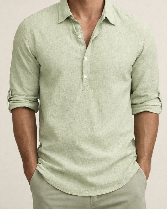 New Men's Pullover Shirt Fashion Loose Long-sleeved Home Leisure Solid Color Linen Shirt | JRSEE:9b8e8b46-cf6f-43f5-b3a6-9f9beb62ac94