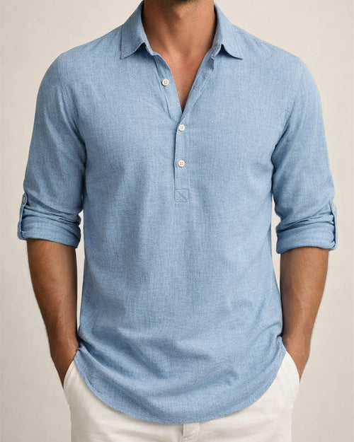 New Men's Pullover Shirt Fashion Loose Long-sleeved Home Leisure Solid Color Linen Shirt | JRSEE:7e19c044-6ccf-4143-bb4a-f3674531b7ed