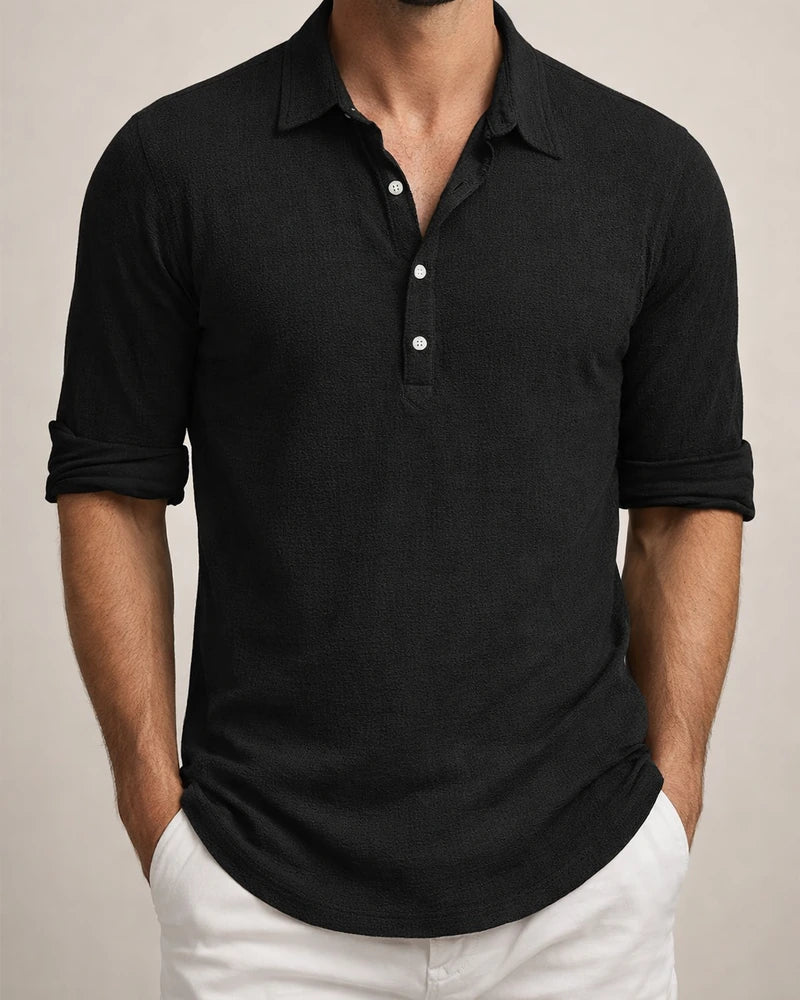 New Men's Pullover Shirt Fashion Loose Long-sleeved Home Leisure Solid Color Linen Shirt | JRSEE:3ac034f1-5310-47e4-960d-555da4a19859