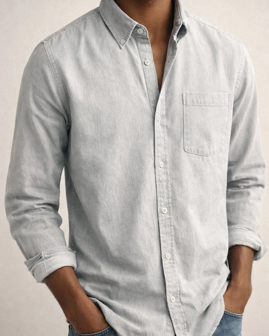 New Men's Shirts New Long-sleeved Lapel Men's Solid Color Cardigan Shirt | JRSEE:03968665-a215-4680-b36c-a95540362564