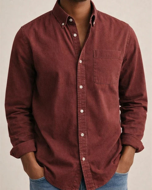New Men's Shirts New Long-sleeved Lapel Men's Solid Color Cardigan Shirt | JRSEE:b1b57830-02a8-441c-a974-fb81b6f843b6