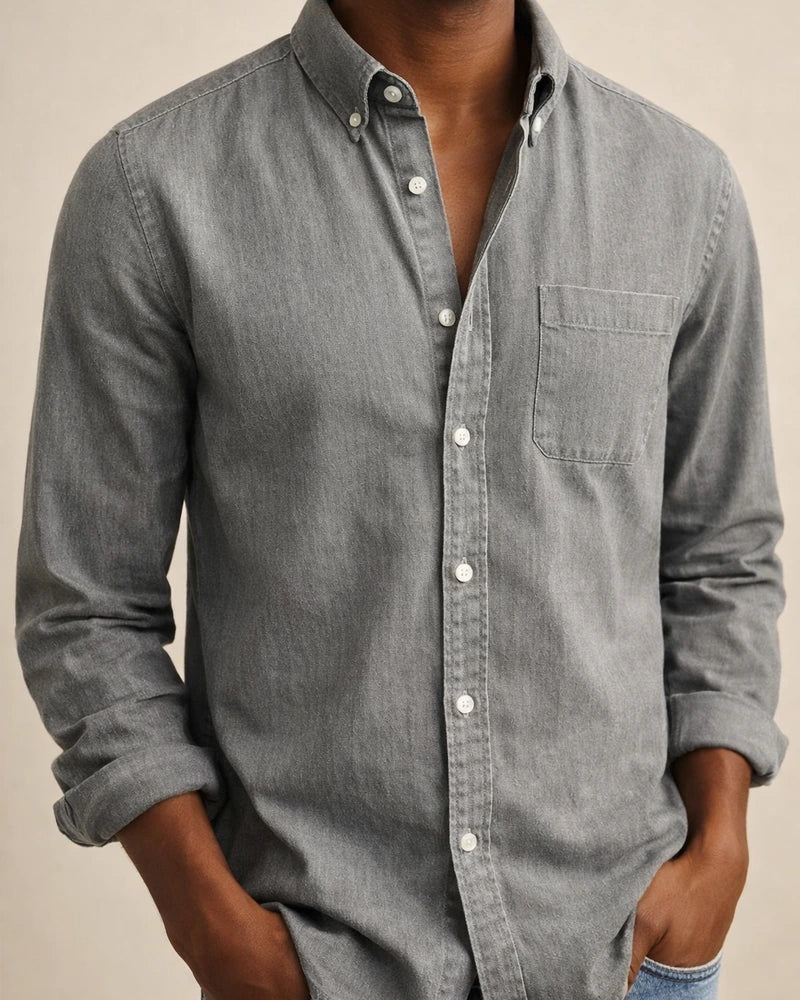 New Men's Shirts New Long-sleeved Lapel Men's Solid Color Cardigan Shirt | JRSEE:f7b85790-06f6-4f88-94ab-d518d1311628