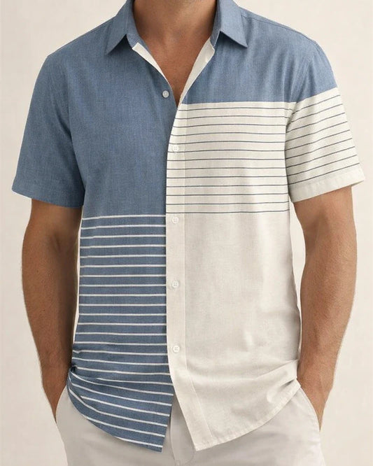 New Men's Short-Sleeve Shirt: Summer Vacation-Style Striped Shirt | JRSEE:3db4b991-c7b6-4d83-88ea-e7838a2d77f4