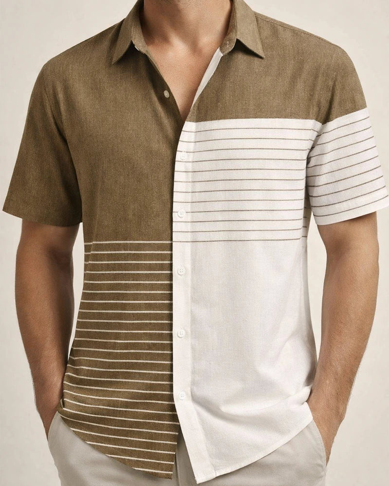 New Men's Short-Sleeve Shirt: Summer Vacation-Style Striped Shirt | JRSEE:0d09e992-2417-4651-a3b5-88540fc262c2