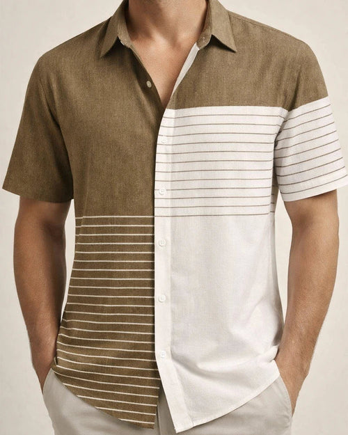 New Men's Short-Sleeve Shirt: Summer Vacation-Style Striped Shirt | JRSEE:0d09e992-2417-4651-a3b5-88540fc262c2