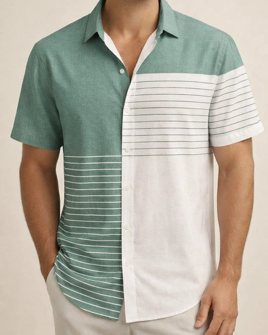New Men's Short-Sleeve Shirt: Summer Vacation-Style Striped Shirt | JRSEE:bd9f60f9-a5e7-43eb-a562-5a63cc47f0e7
