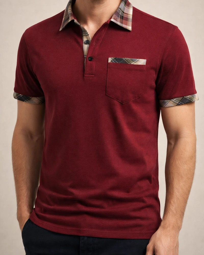 New Men's Short-sleeved Basic Models Lapel Polo Shirt Men's Plaid Color Blocking T-shirt Casual Fashion Urban Style Tops | JRSEE:0587f383-1e36-4103-9f5f-885d350bedcf