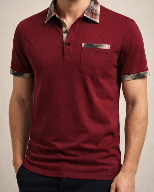 New Men's Short-sleeved Basic Models Lapel Polo Shirt Men's Plaid Color Blocking T-shirt Casual Fashion Urban Style Tops | JRSEE:0587f383-1e36-4103-9f5f-885d350bedcf