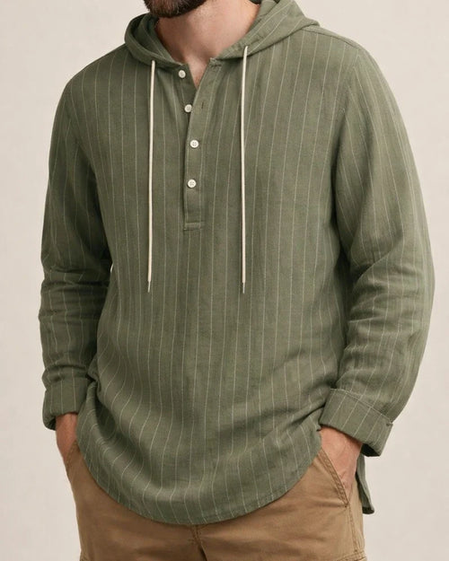 New Men's Striped Linen Long-Sleeve Shirt Spring/Fall Casual Hoodie | JRSEE:b836b06f-efbf-4b38-9ff2-eee600b362bd