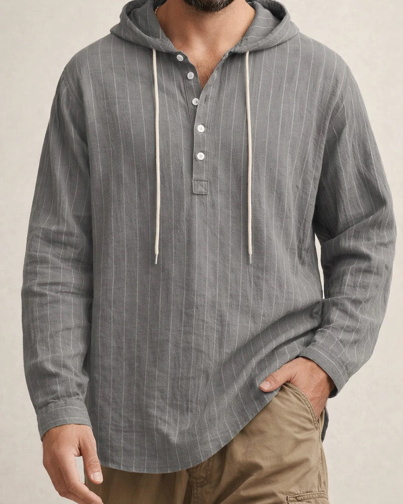 New Men's Striped Linen Long-Sleeve Shirt Spring/Fall Casual Hoodie | JRSEE:3b44b668-1373-4010-bdc3-4de58637b2eb
