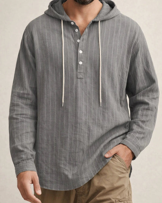 New Men's Striped Linen Long-Sleeve Shirt Spring/Fall Casual Hoodie | JRSEE:3b44b668-1373-4010-bdc3-4de58637b2eb