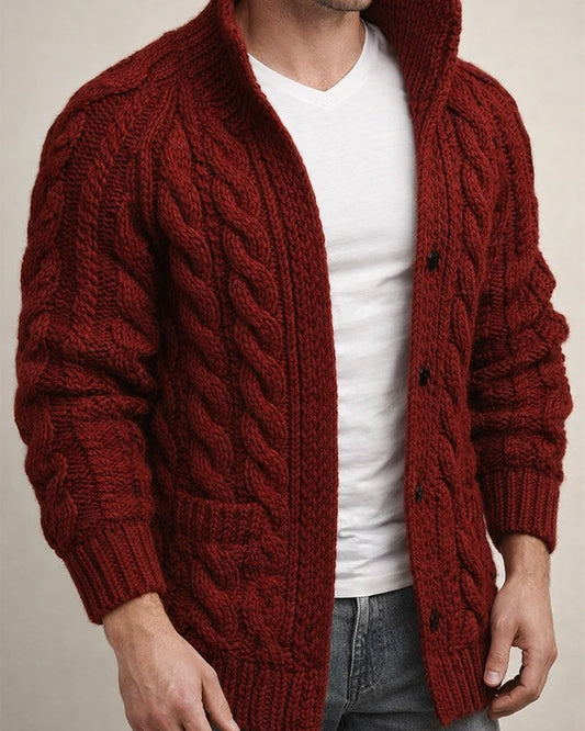 New Men's Sweater Cardigan Long-sleeved Collar Jacquard Casual Sweater | JRSEE:b8253741-b220-48a4-b9af-5bc124598b5c