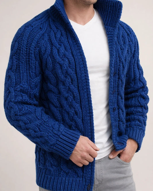New Men's Sweater Cardigan Long-sleeved Collar Jacquard Casual Sweater | JRSEE:653b29f9-34bf-49e7-9724-8f4967e88051